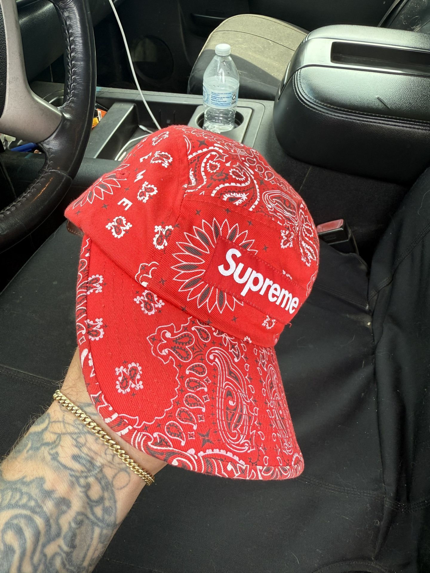 supreme red bandanna camp cap hat