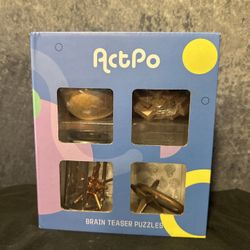 ActPo Brain Teaser Puzzles - 4 Wooden & Metal P