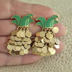 Nordstrom Gold Tone GOLD MIRRORS " PINEAPPLE" EARRINGS
