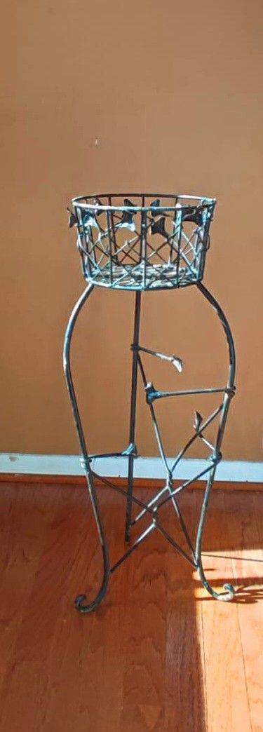 Vintage iron plant stand Flower shelf details texture pot planter organizer decor