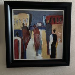 Black  framed abstract wall art - sold as a pair