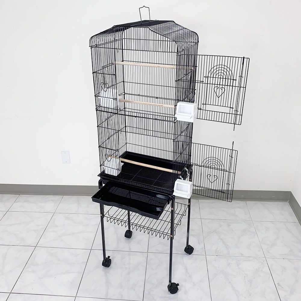 $60 (New) Small to medium bird cage 60” tall parrot parakeet cockatiel bird cage 18x14x60” rolling stand 