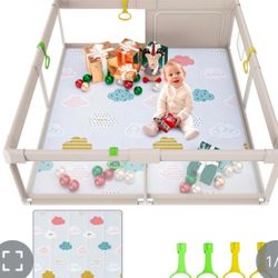 Baby Playpen With Mat, 59x59inch Playpen For Babies And Toddlers, Kids Play Pen, Extra Large Baby Playpen,Baby Fence,Big Playpen For Infants With Gate