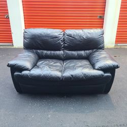 Black Leather Loveseat Couch - Free Delivery