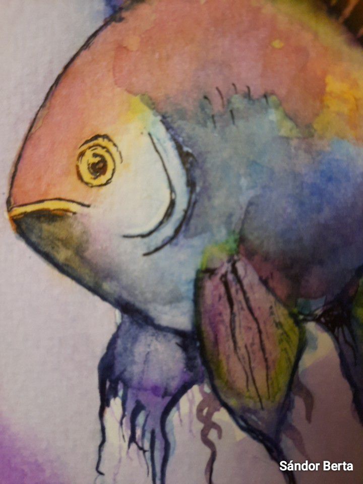 Fish in Watercolor 12x9 Inches- Unframed 