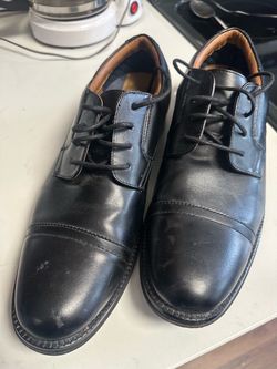 Black Leather Cap-Toe Oxford Dress Shoes