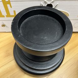 Black Chunky Wood Candle Holder 