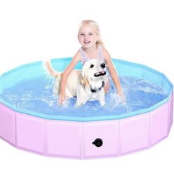 Foldable Dog Pool, 47" x 12" Kiddie Pool H(57)