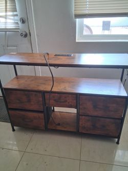 Tv stand with LED light and Cubbies