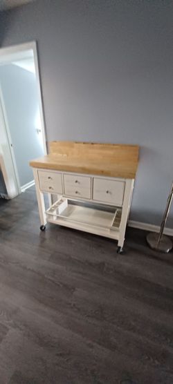 Well, unit island on wheels for the kitchen and a mirror have to move.I got a week left