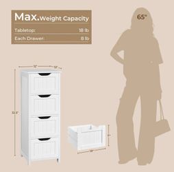 VASAGLE Bathroom Cabinet Storage w/ 4 Drawers - White