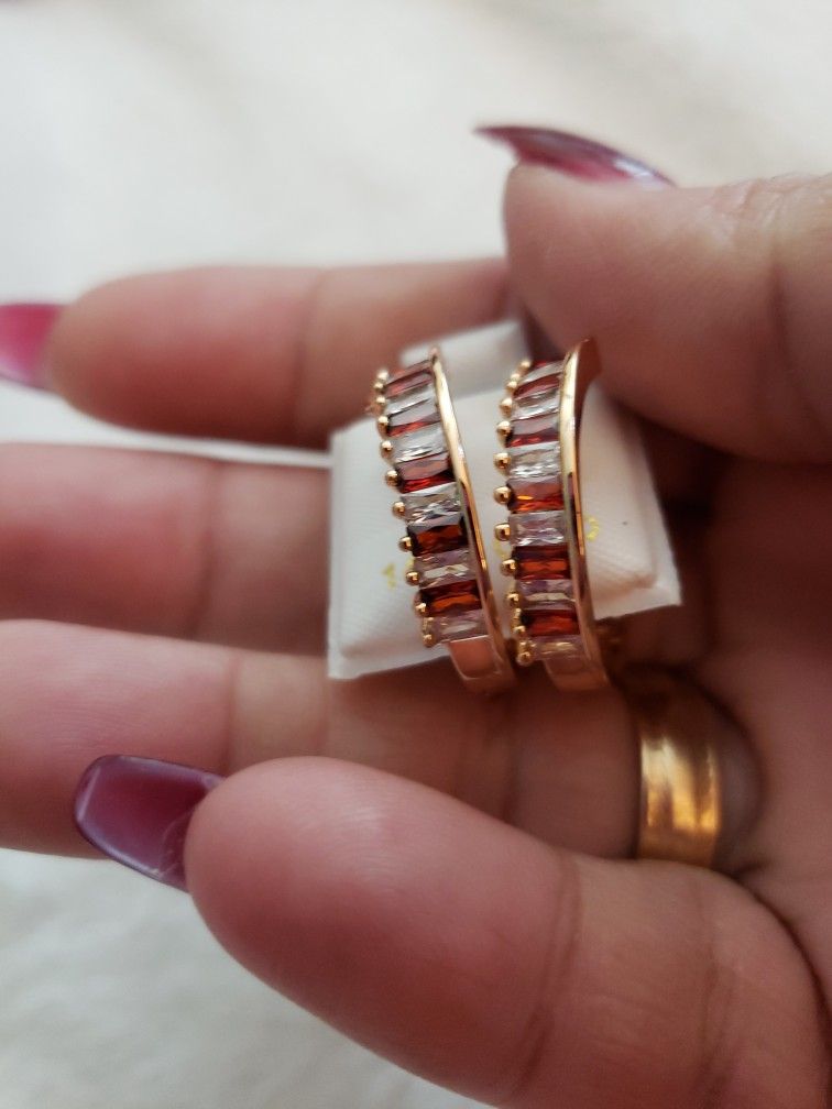 Red And White Diamond Earrings