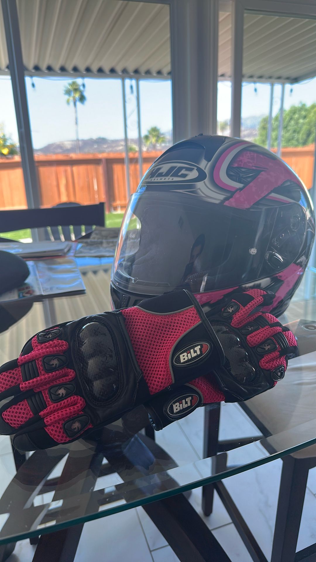 HJC CL-16 Motorcycle Helmet, Bilt Ladies Motorcycle Gloves