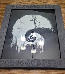 Nightmare Before Christmas Themed Chrome Mirror Picture Frame Decor