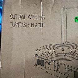 Suitcase Wireless Turntable Player Blue Green