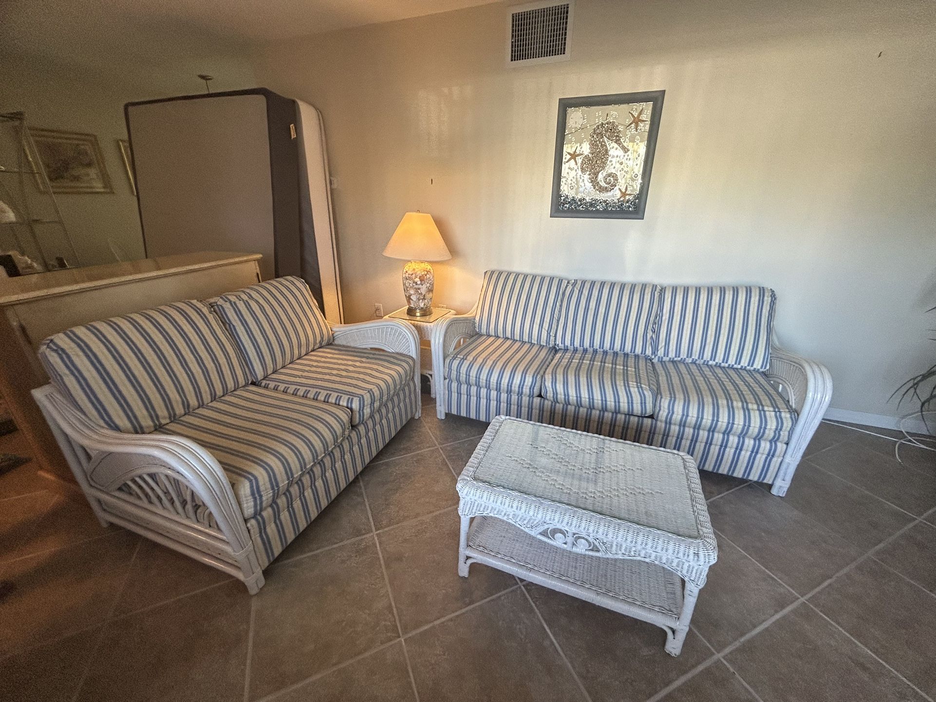 White Wicker Furniture Matching For Whole Condo/apt