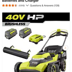 RYOBI 40V HP Brushless 21 in. Cordless Self-Propelled Lawn Mower with Lawn Striper Kit and (2) 6. 0Ah Batteries and Charger