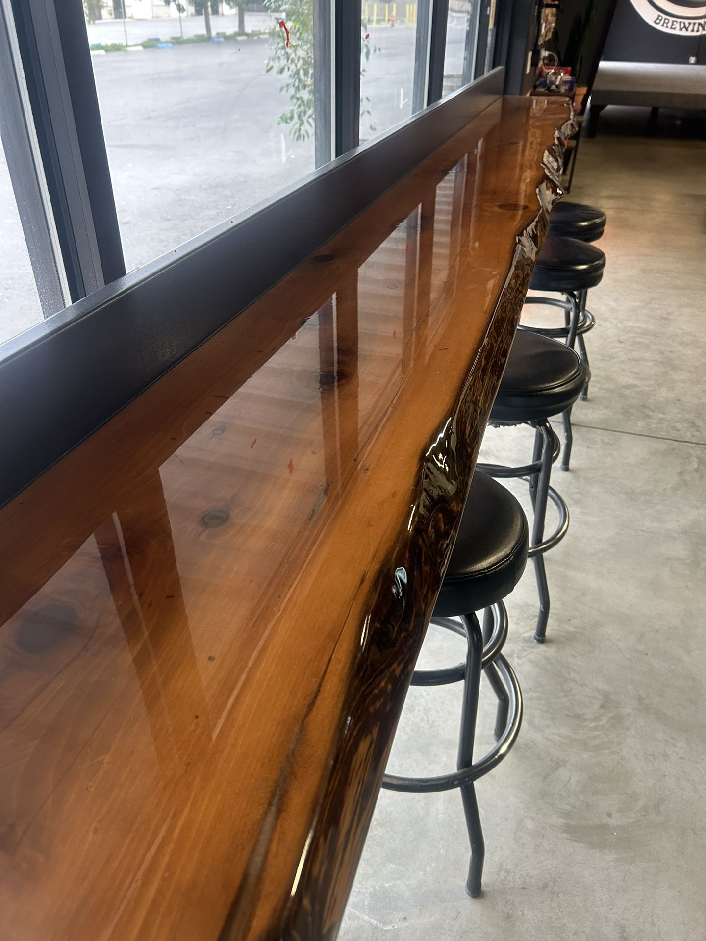 Live Edge Epoxy Bar Tops with Stools