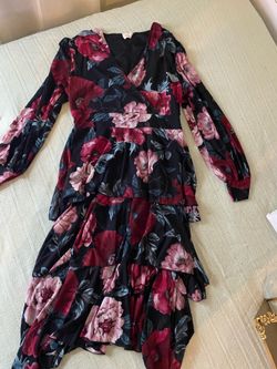 Black Floral Long Sleeve Maxi Dress