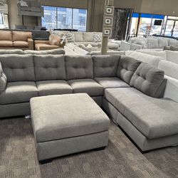 Grey Tufted Sectional Couch