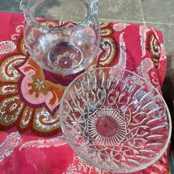 Old Glass Fancy Bowl - Ruffled Glass  Candy  Etc. Nice 