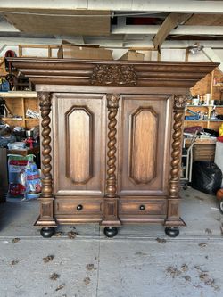 Antique European Dutch Hand Carved Cabinet Armoire