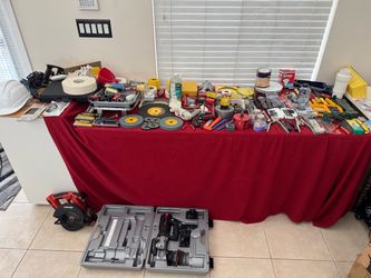 Large 150-Piece Mixed Tool & Hardware Lot – Tools, Abrasive Wheels, Bits & Supplies