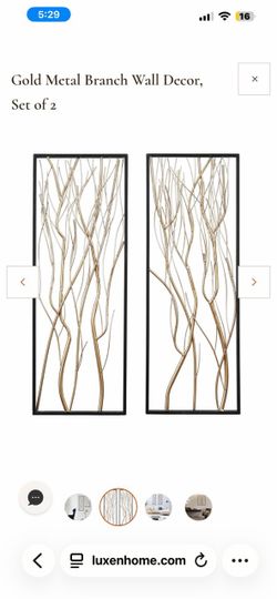 Gold Metal Branch Wall Decor, Set of 2   236 $70