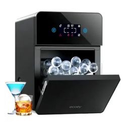 ecozy Countertop Sphere Ice Maker for Whiskey, 4 Ice Balls in 35 Mins, 144 Sphere per Day, 8-Hour Ice Preservation - Black