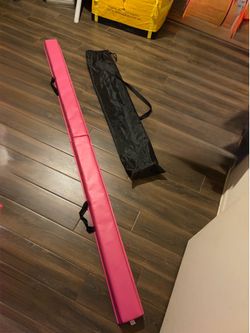 Pink Folding Gymnastics Balance Beam with Carry Bag
