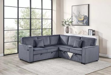 Convertible sectional sofa with bed and storage