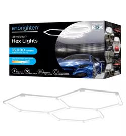 UltraBrite Hex Lights 16Pack 16.5 in./1.45ft Integrated LED Strip Light Fixture White Dimmable 16000LM 5000K Wall Remote
