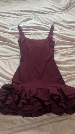 Burgundy Mini Dress with Ruffle Hem