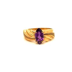 10K Gold Marquis Cut Amethyst Ring