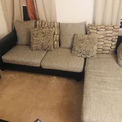 2 Piece Couch Set Tan, Brown, And Black