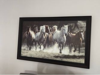 Art piece of Stunning Framed Horse Herd Print - Dynamic Wildlife Art 🐎