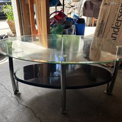Glass Coffee Table, Black Base