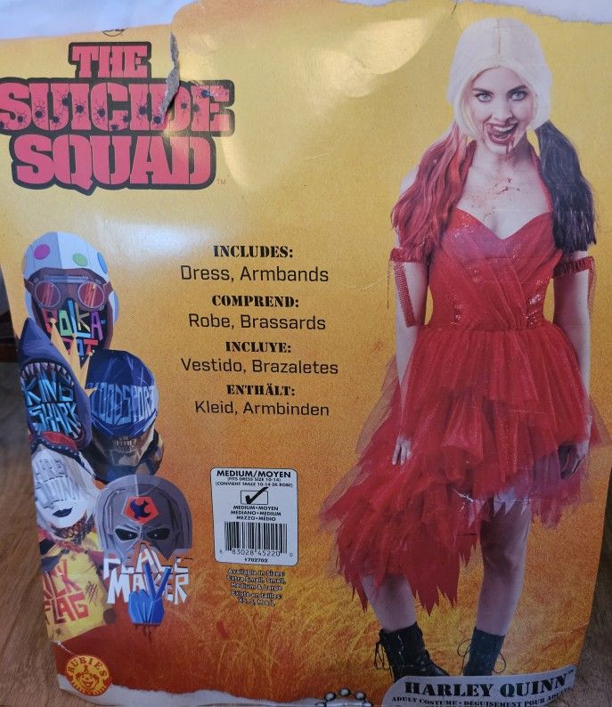 The Suicide Squad Harley Quinn Adult Red Dress Halloween Costome Women's Medium