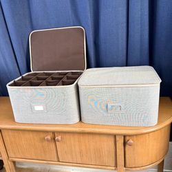 Set of 2 Hard-Sided Stemware / Wine Glass Storage Cases