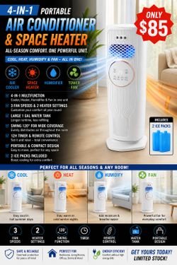 4-in-1 Portable Air Conditioner & Space Heater