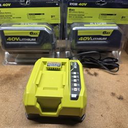 Ryobi 40v 6ah Batteries And Charger 