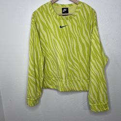 Nike Icon Clash Animal Oversized Crewneck Sweatshirt Women Green/Yellow Sz 1X