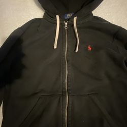 Black red polo hoodie in good condition new