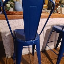 2 set Blue  metal high chair Bar stool 
