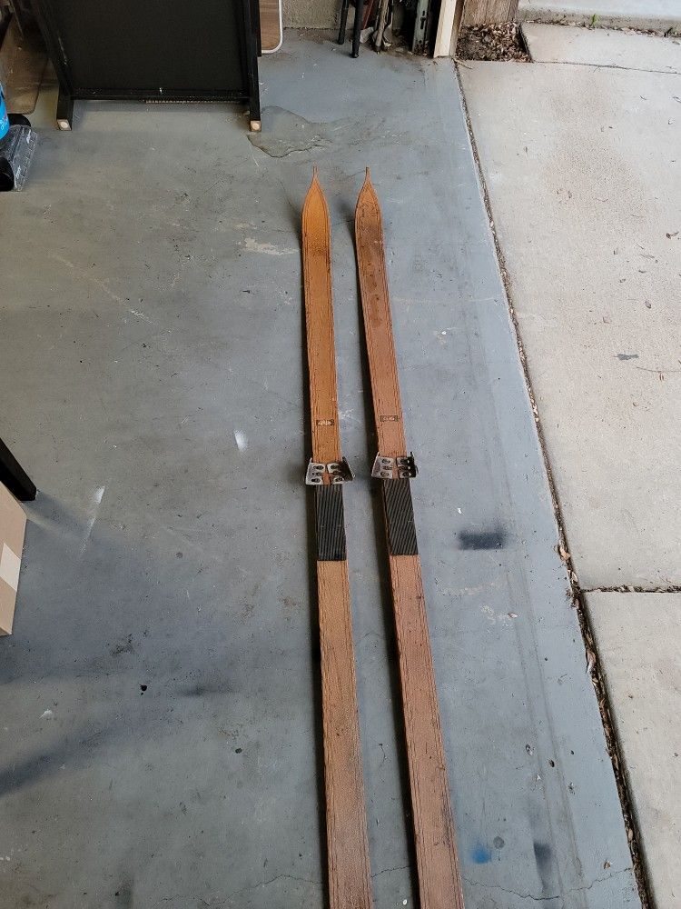 Vintage Wooden Skis Paris Mfg 82" Long!