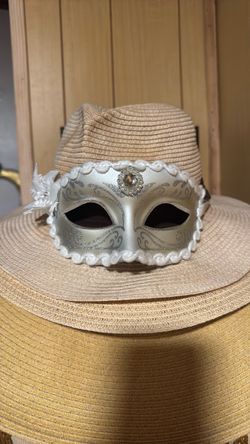 Silver Venetian Masquerade Mask with Feathers