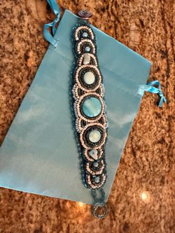 New Boho Bead-Embroidered Cuff Bracelet with Gift Bag