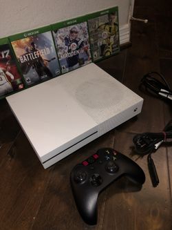 Xbox one S With Black Controller And 5 Games And HDMI Cable And Power Cable