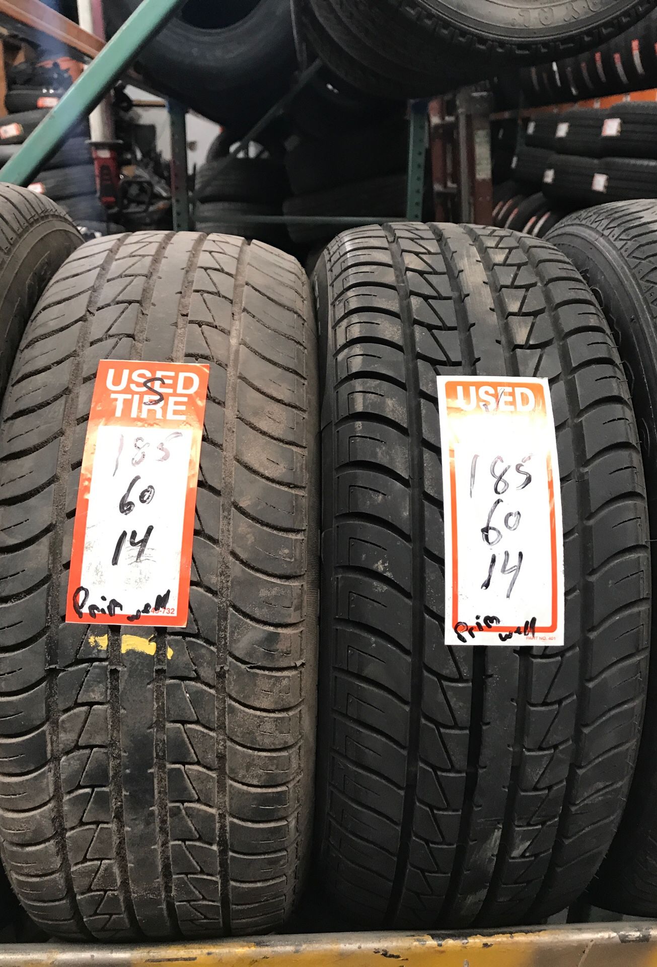 2 Used tires 185/60R14 Prime Well PS830