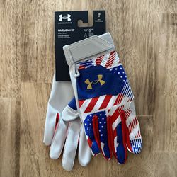 Under Armour UA Clean Up Batting Gloves Baseball Mens Size L USA Flag 1365468 Trout